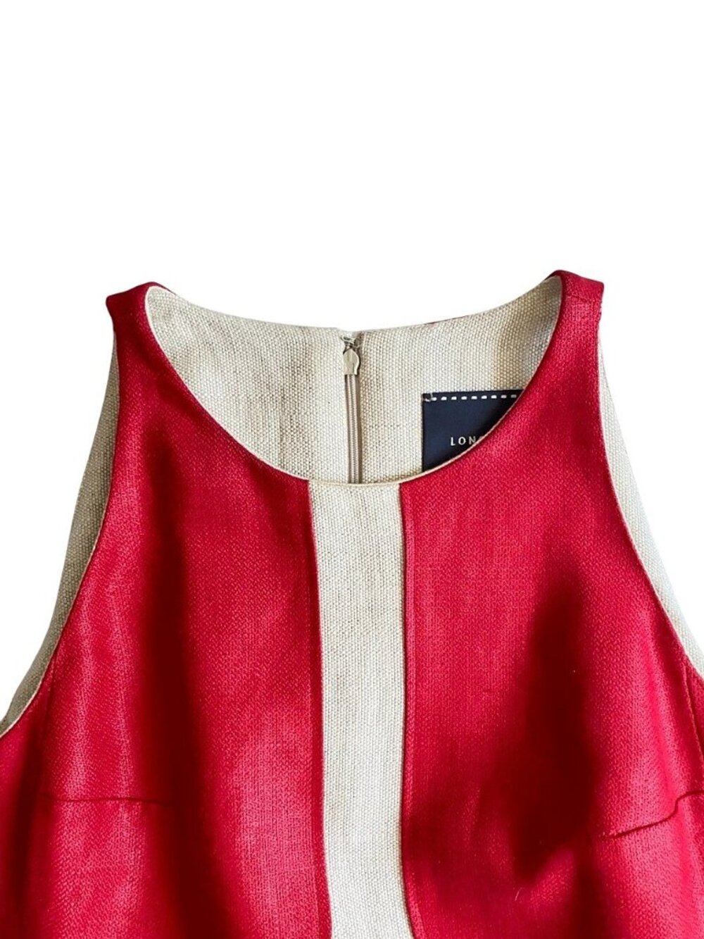 Longchamp Red and Cream Geometric Shift Dress - Picture 3 of 6